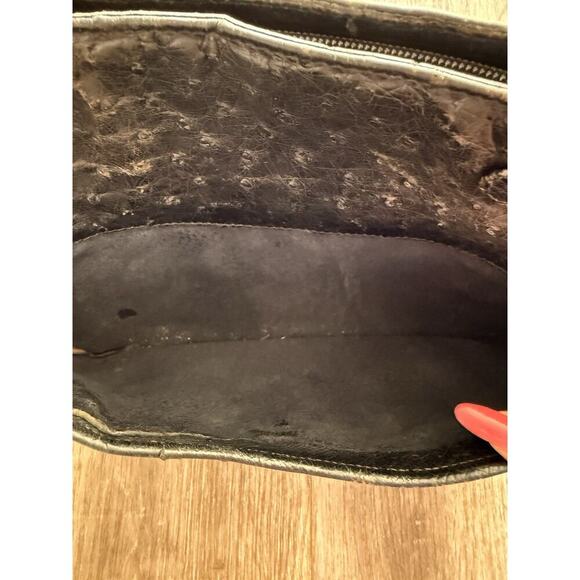 BALLY Vintage Shoulder Bag Purse Ostrich Black Ladies - Picture 12 of 14